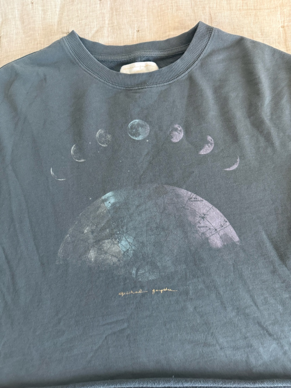 Spiritual Gangster Mazzy Cropped Moon Phase Crewneck Top~Size Large - Picture 3 of 10
